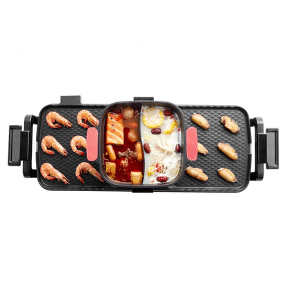 VEVOR Hot Pot with Grill 2300W 2-in-1 Electric Smokeless BBQ with Removable Pot