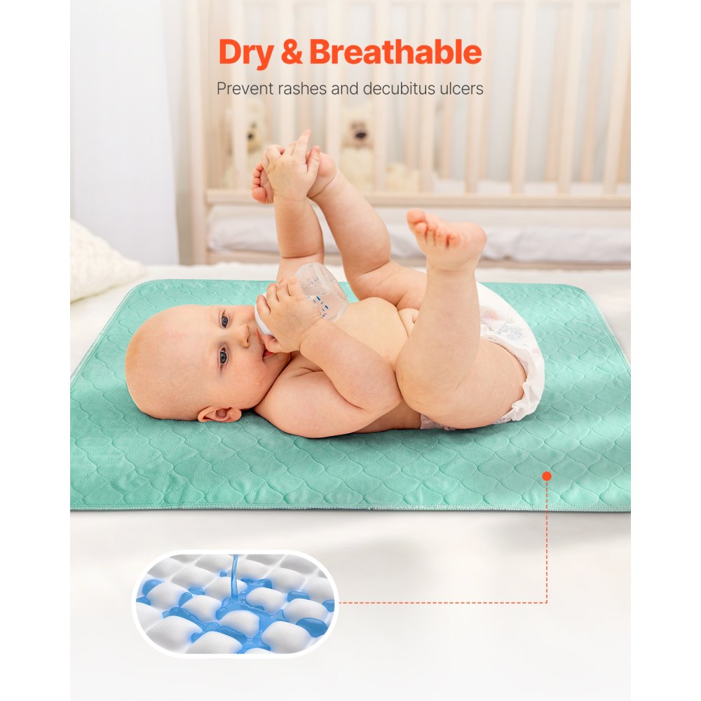 VEVOR Washable Underpads 864x914.5 Incontinence Bed Pad 6-Pack Bedwetting Pad