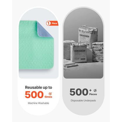 VEVOR Washable Underpads 864x914.5 Incontinence Bed Pad 6-Pack Bedwetting Pad