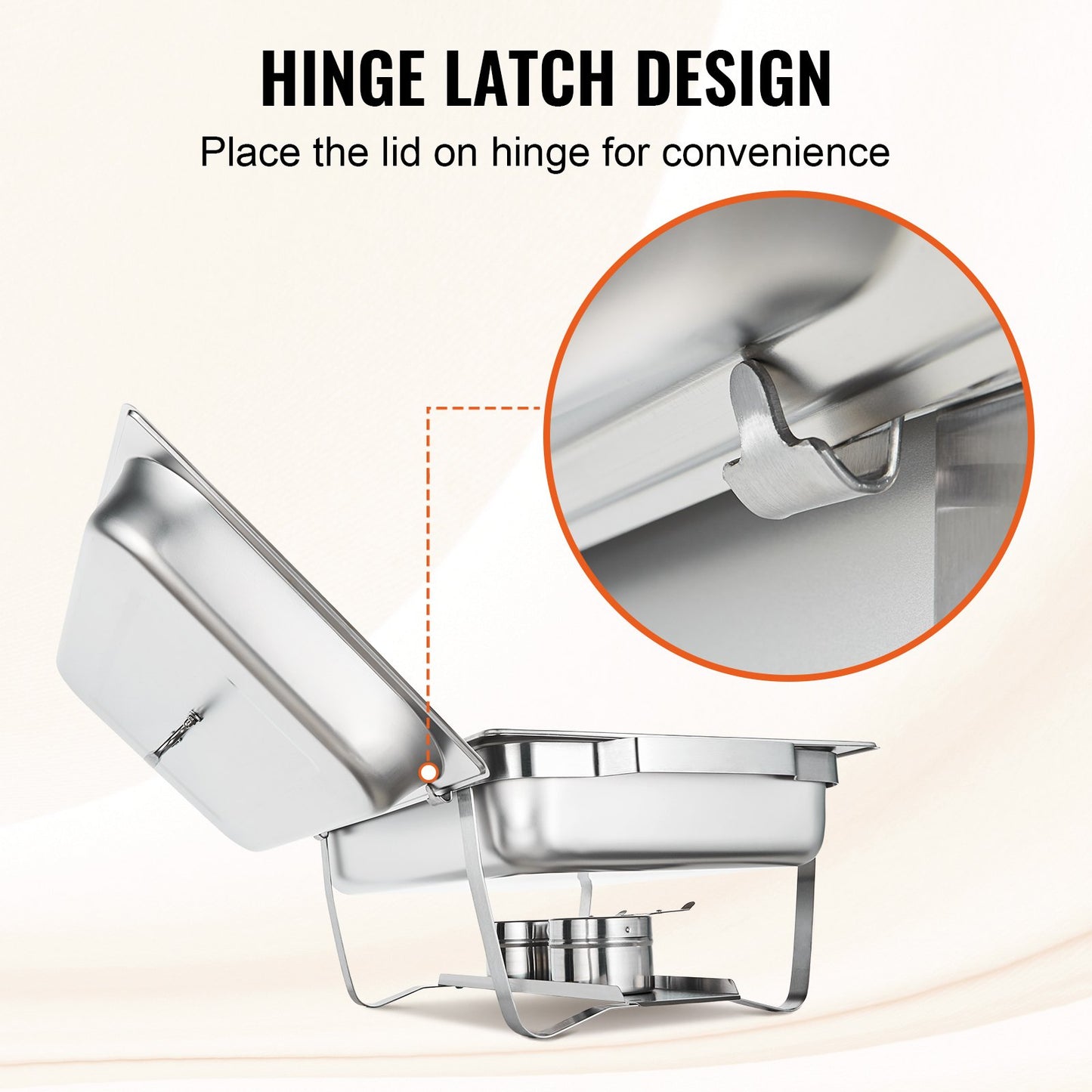 VEVOR 6-Pack Rectangle Chafing Dish Set with Full-Size 8Qt Pan Frame Fuel Holder