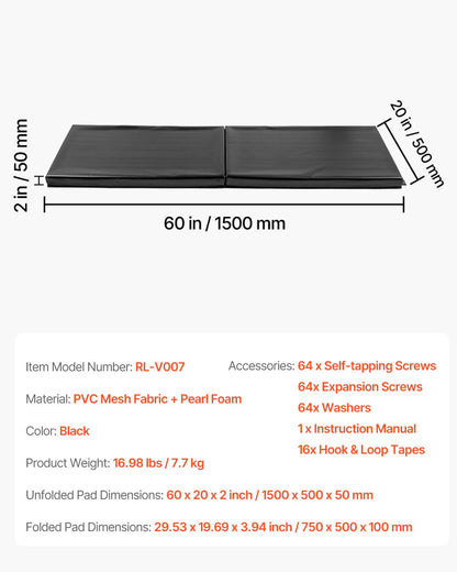 VEVOR Gym Wall Padding Waterproof Basketball Mat 5 cm Thick Foam Court Garage