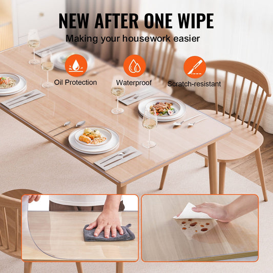 Clear PVC Table Protector, 0.4x0.8m, 1.5mm Thick, Rectangular, 0.72kg