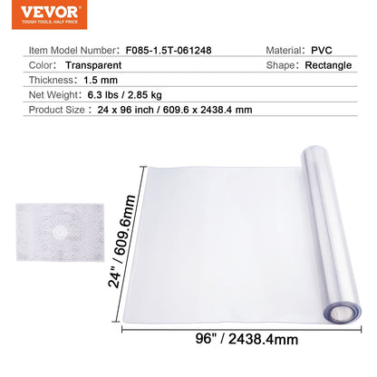 Clear PVC Desk Protector, 0.6x2.4m, 1.5mm Thick, Cut to Fit, Easy Maintenance