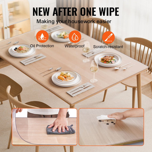 Frosted PVC Desk Protector, 0.91x1.52m, 1.5mm Thick, Transparent Table Cover