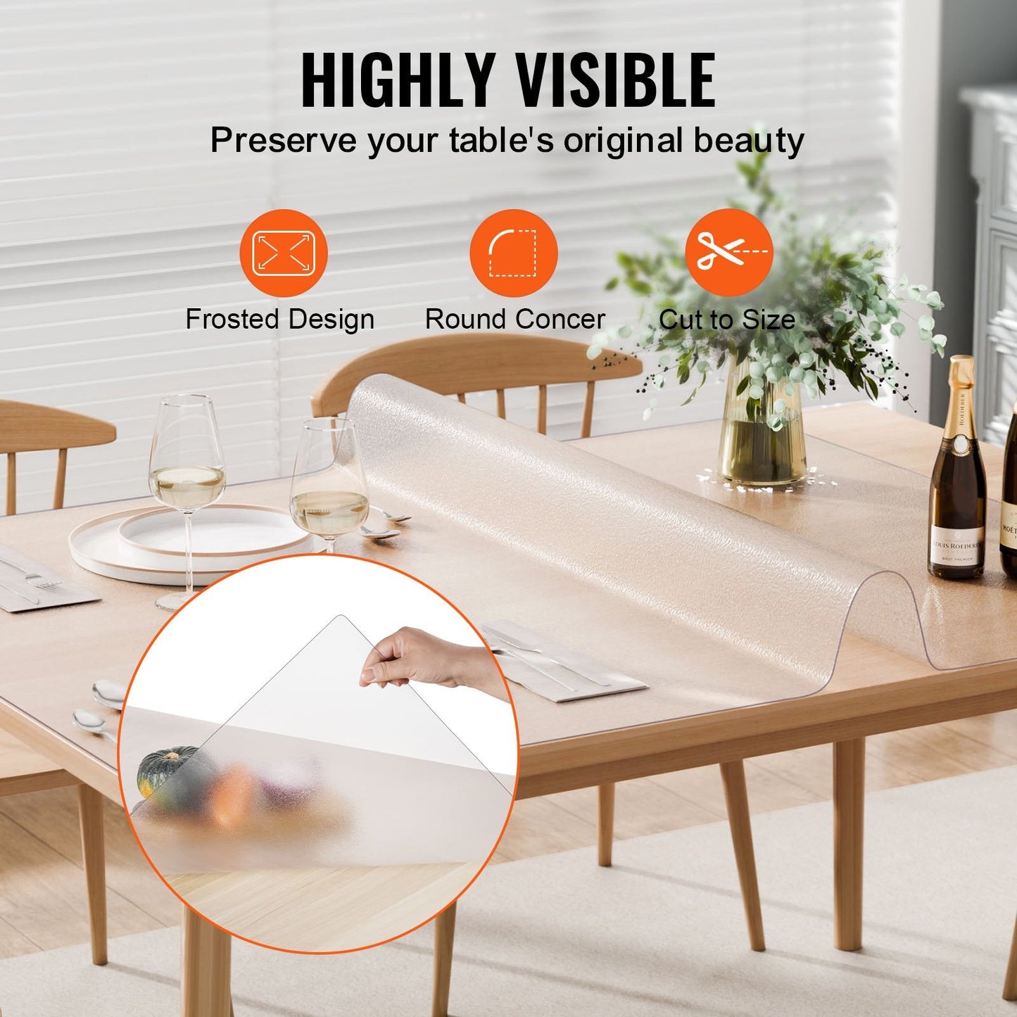 Frosted PVC Desk Protector, 0.91x1.52m, 1.5mm Thick, Transparent Table Cover