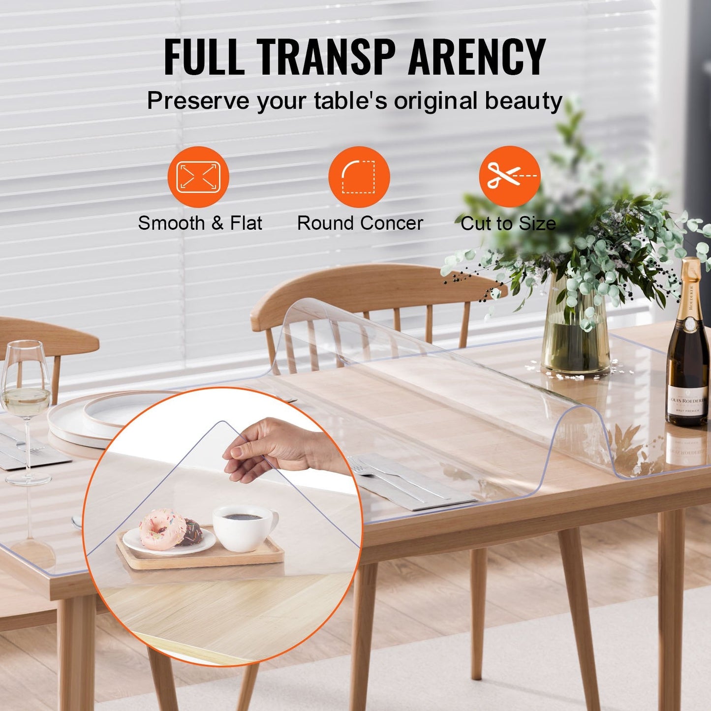 Clear PVC Table Protector, 1.07x1.52m, 2.0mm Thick, Transparent Desk Cover
