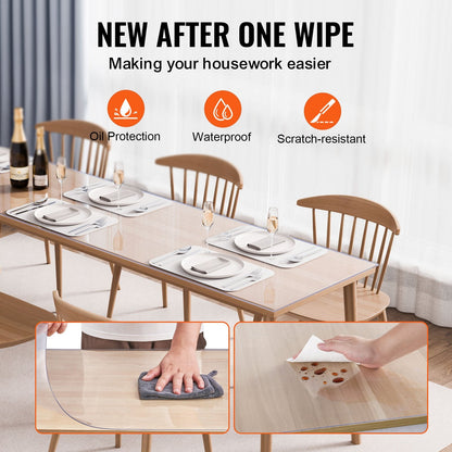 Clear PVC Table Protector, 1.07x2.44m, 1.5mm Thick, Customizable Fit