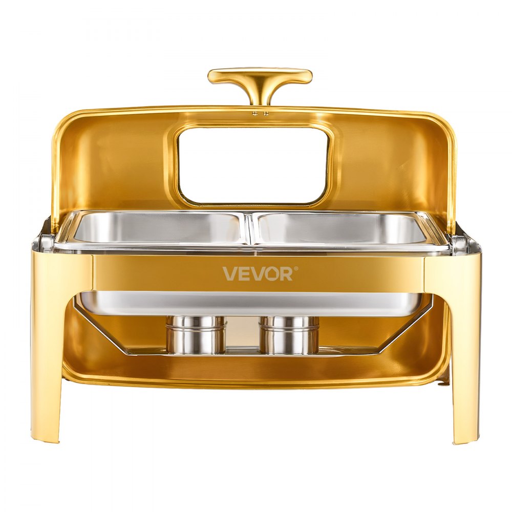 VEVOR 9Qt Rectangle Roll Top Chafing Dish Set with Full-Size Pan Stainless Steel