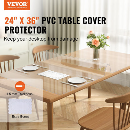 Clear PVC Table Cover, 0.61 x 0.92 m, 1.5 mm Thick, Waterproof and Heat Resistant