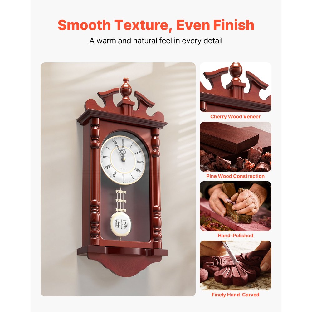 Grandfather Clock Vintage Pendulum Clock 589.3 mm with Quartz Movement