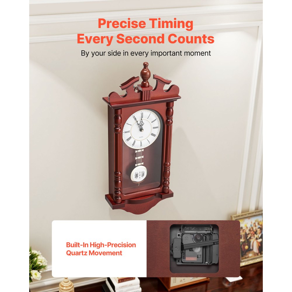 Grandfather Clock Vintage Pendulum Clock 589.3 mm with Quartz Movement