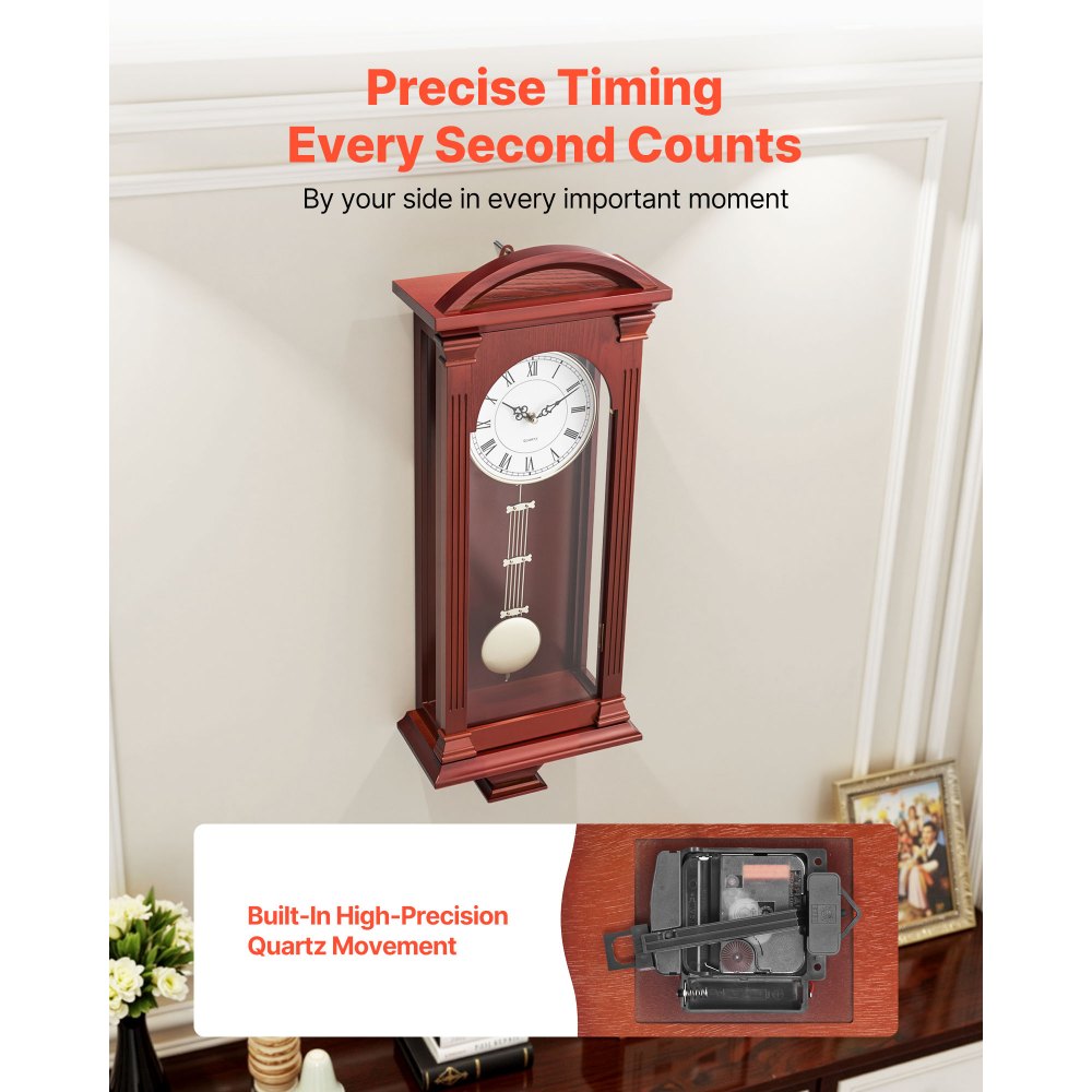 Grandfather Clock Vintage Pendulum Clock 678.2 mm with Quartz Movement