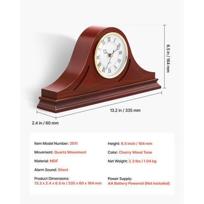 Grandfather Clock Retro-Style Mantel Clock 162.5 mm with Quartz Movement