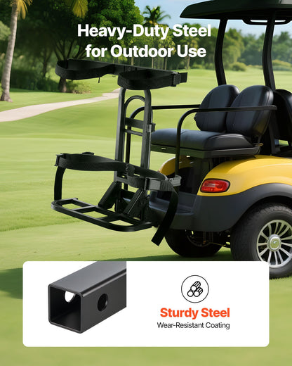 Golf Cart Rear Seat Bag Holder, 705 x 410 x 785 mm, Compatible with Most Golf Carts with Rear Seat Grab Bar, Space-Saving Carbon Steel Bag Holder Bracket, No-Drilling Installation, Black