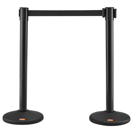 VEVOR Crowd Control Stanchions, 2-Pack Crowd Control Barriers with 6.5FT Black Retractable