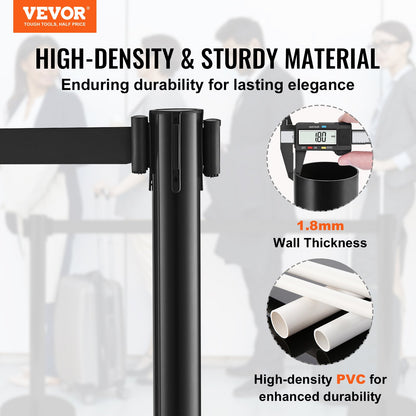 VEVOR Crowd Control Stanchions, 6-Pack Crowd Control Barriers with 3PCS 6.5FT Black