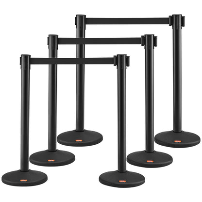 VEVOR Crowd Control Stanchions, 6-Pack Crowd Control Barriers with 3PCS 6.5FT Black