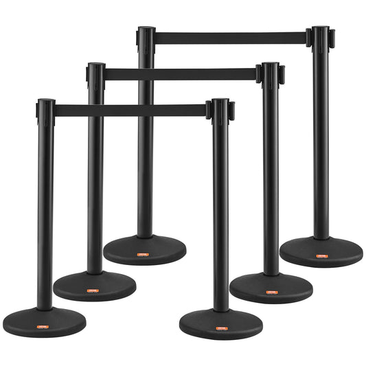 VEVOR Crowd Control Stanchions, 6-Pack Crowd Control Barriers with 3PCS 6.5FT Black