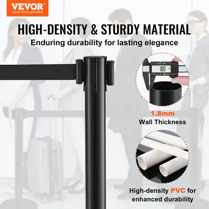VEVOR Crowd Control Stanchions, 8-Pack Crowd Control Barriers with 4PCS 6.5FT Black