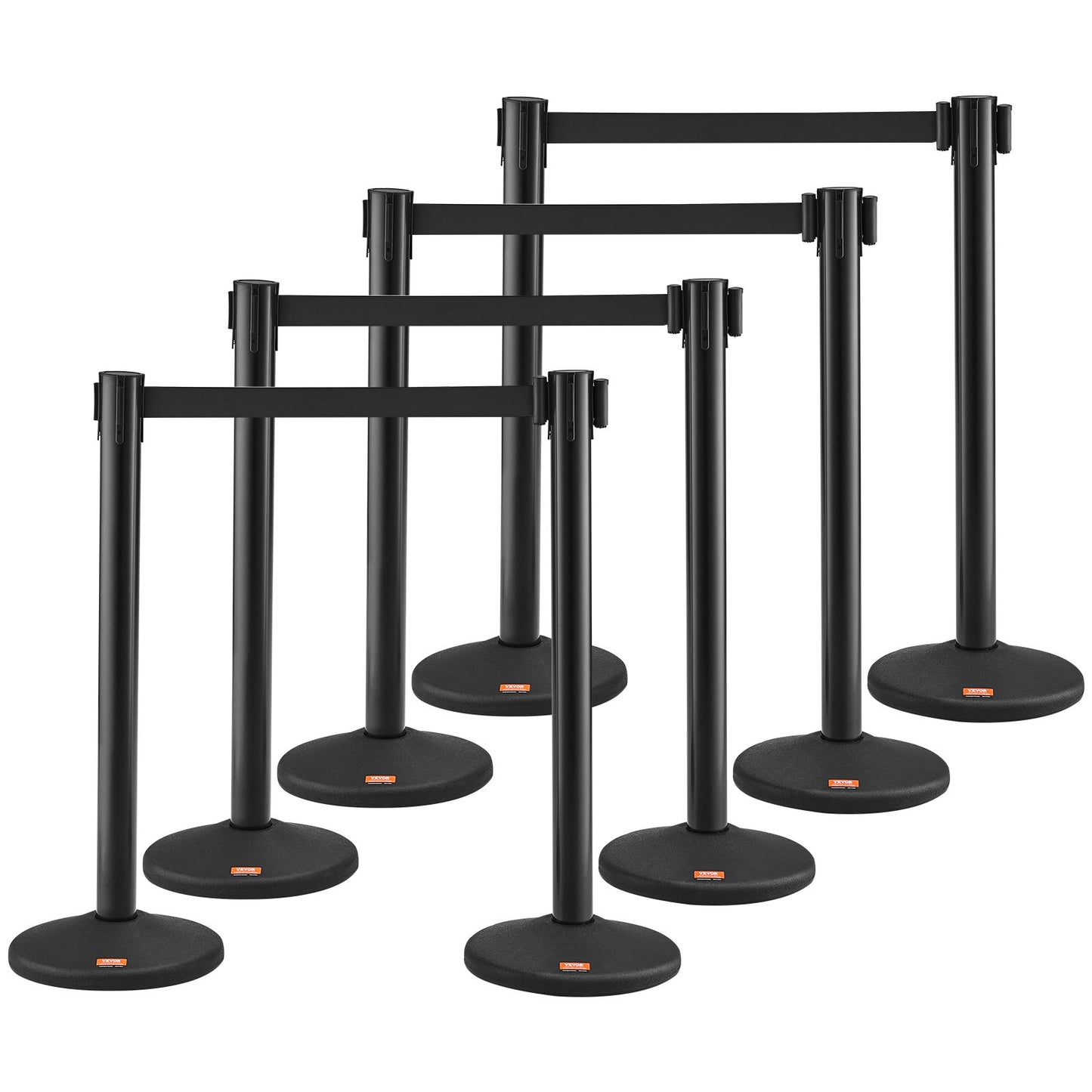 VEVOR Crowd Control Stanchions, 8-Pack Crowd Control Barriers with 4PCS 6.5FT Black