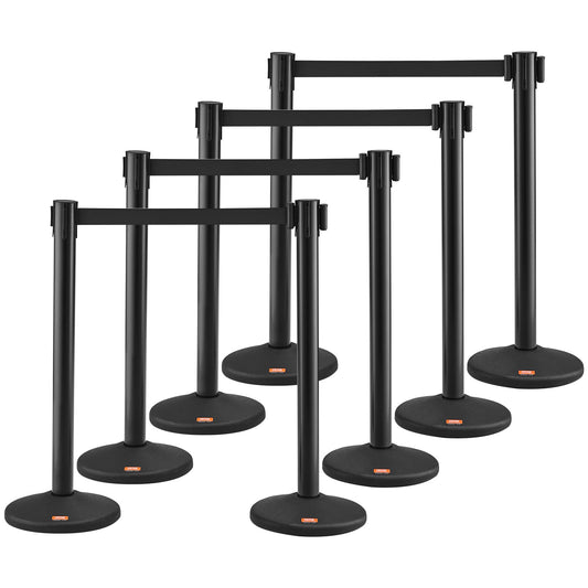 VEVOR Crowd Control Stanchions, 8-Pack Crowd Control Barriers with 4PCS 6.5FT Black