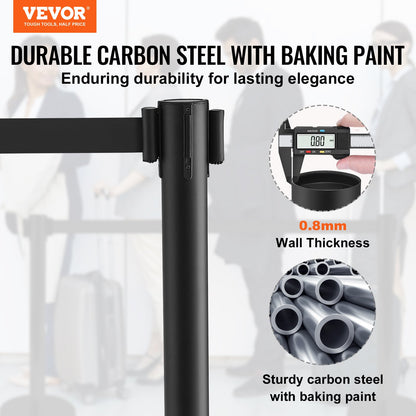 VEVOR Crowd Control Stanchion, 4-Pack Crowd Control Barrier, Carbon Steel Baking