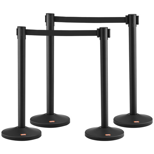 VEVOR Crowd Control Stanchion, 4-Pack Crowd Control Barrier, Carbon Steel Baking
