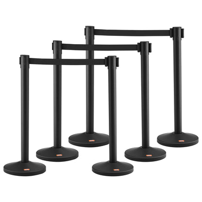 VEVOR Crowd Control Stanchion Barrier 6-Pack with 3PCS 6.5FT Belt Fillable Base