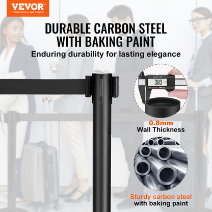 VEVOR Crowd Control Stanchions, 2-Pack Crowd Control Barriers, Carbon Steel Baking