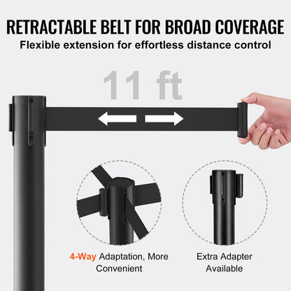 VEVOR Crowd Control Stanchions, 2-Pack Crowd Control Barriers, Carbon Steel Baking