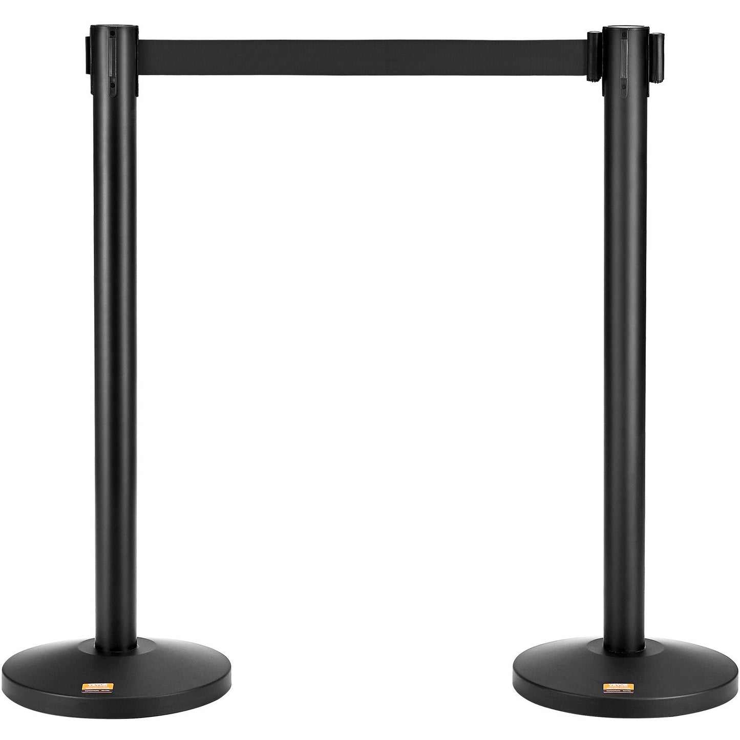 Carbon Steel Queue Stanchions with 3.3m Retractable Belt, 2-Pack, Black