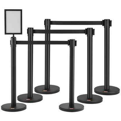 VEVOR Crowd Control Stanchions, 6-Pack Crowd Control Barriers, Carbon Steel Baking