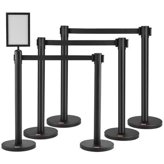 VEVOR Crowd Control Stanchions, 6-Pack Crowd Control Barriers, Carbon Steel Baking