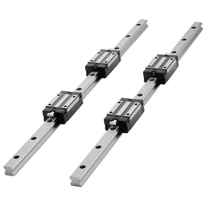 Linear Rail Guide Kit, HGR20, 2PCS 600 mm (23.62 inch) Linear Rails and 1PCS Ball Screw, 4PCS Slide Blocks, with BF12/BK12 End Support, Coupling, and Nut Housing, for DIY CNC Routers Lathes