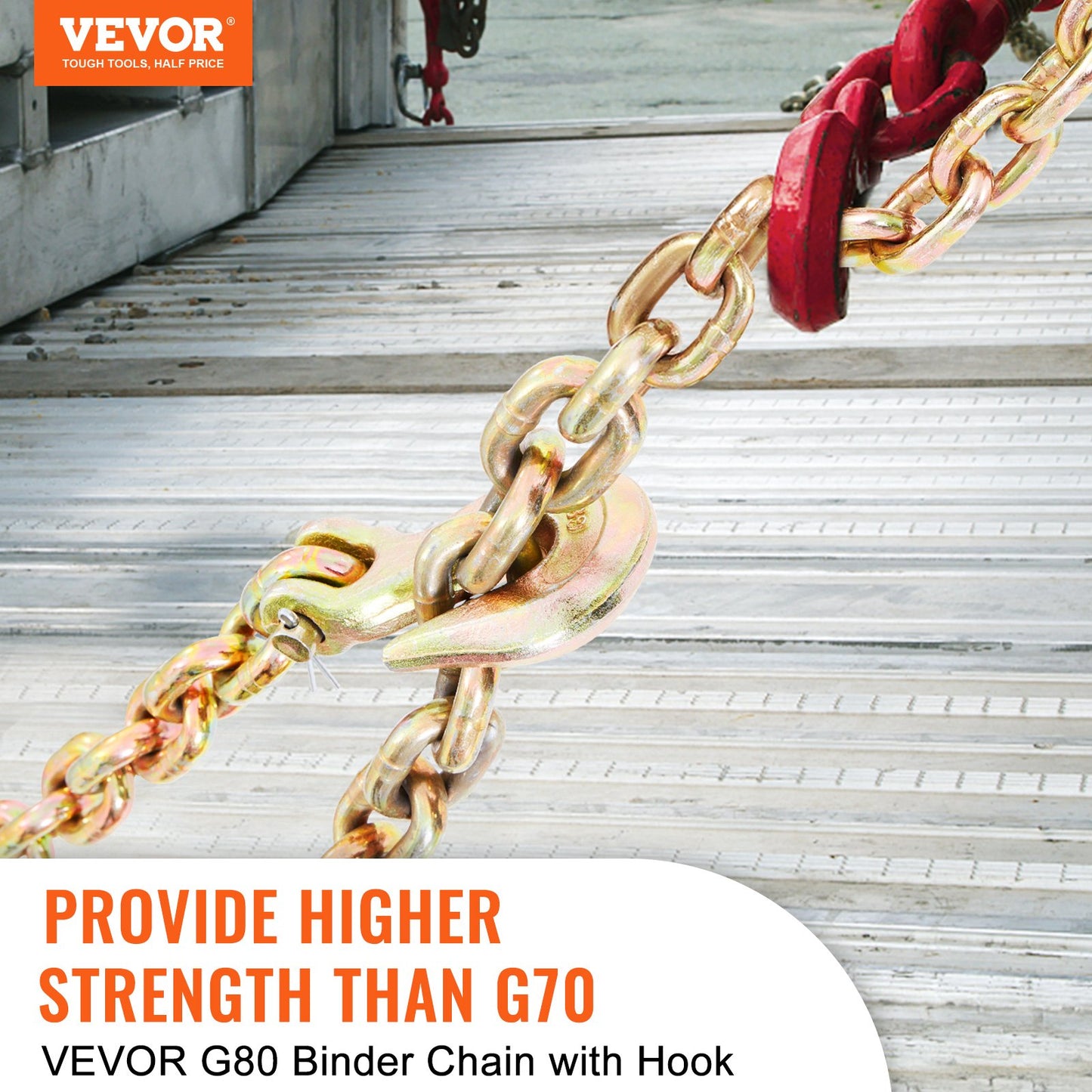 VEVOR Transport Binder Chain, 3220 kg Working Load Limit, 3/8''x20' G80 Tow Chain