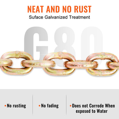 VEVOR Transport Binder Chain, 2222 kg Working Load Limit, G80 Tow Chain Tie Down