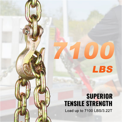Heavy-Duty G80 Tow Chains with Hooks 10mm x 3.16m, 2 Pack, 3.22T Capacity