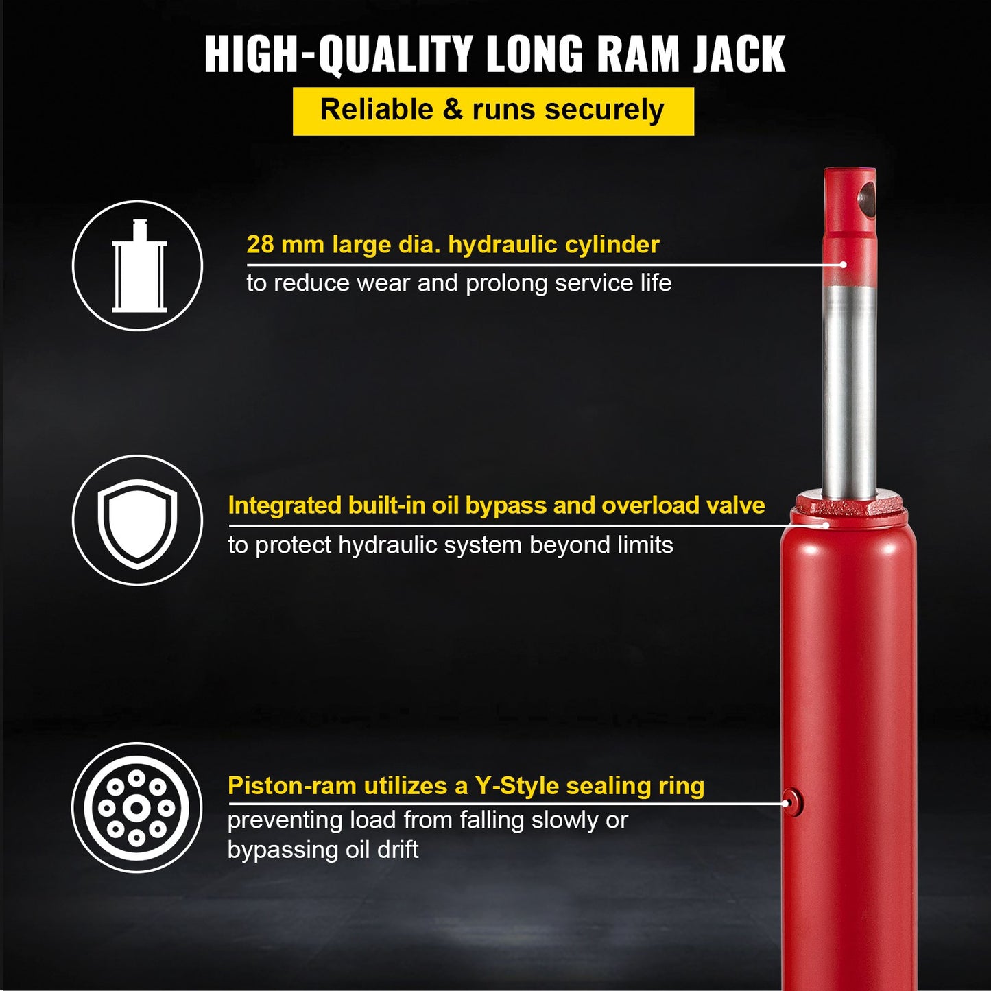 VEVOR Hydraulic Long Ram Jack Manual Single Pump 8 Ton Engine Lift Cherry Picker