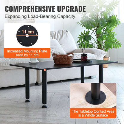 Adjustable 0.4M Steel Desk Legs for Office Furniture, Set of 4, Black