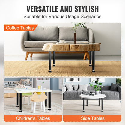 VEVOR 0.4M Solid Steel Adjustable Desk Legs Office Table Furniture 4 pcs Black