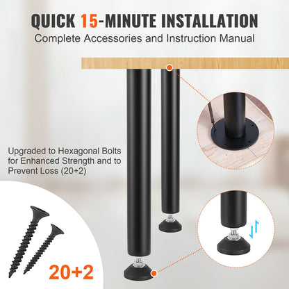 Adjustable 0.4M Steel Desk Legs for Office Furniture, Set of 4, Black