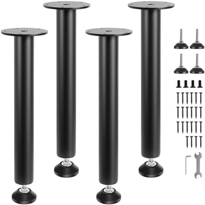 Adjustable 0.4M Steel Desk Legs for Office Furniture, Set of 4, Black