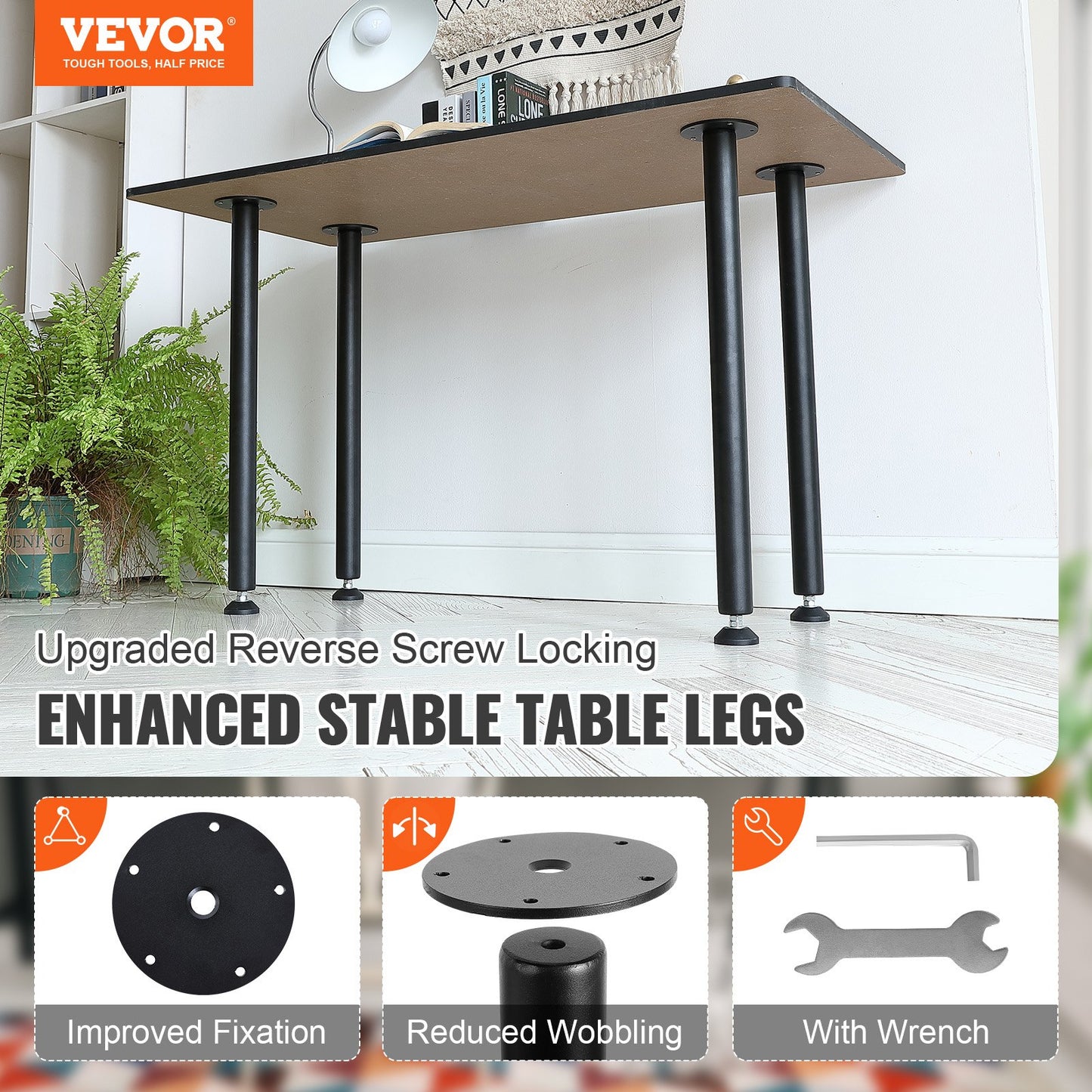 VEVOR 711.2MM Adjustable Desk Legs, Reinforced Steel Office Table Furniture legs