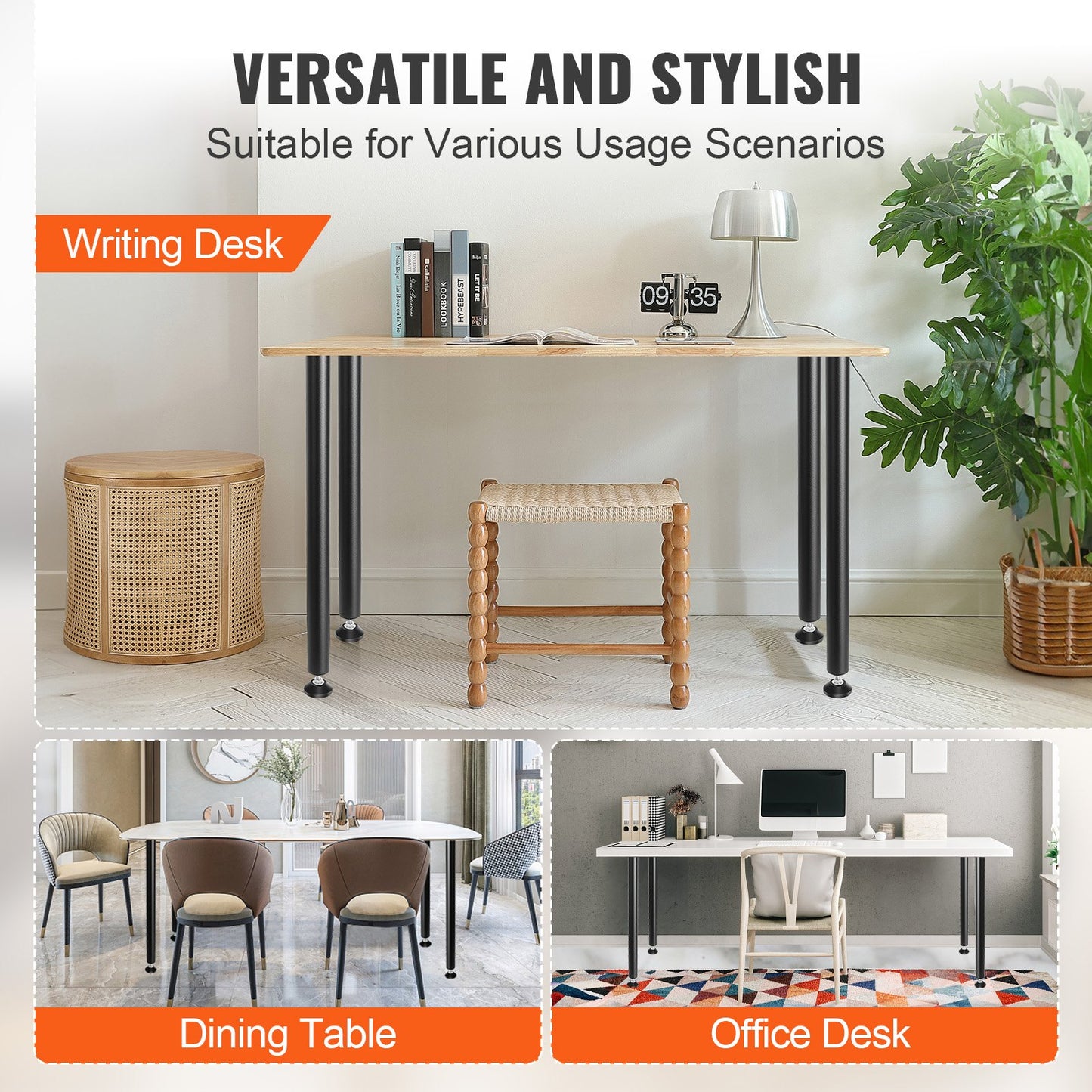 VEVOR 711.2MM Adjustable Desk Legs, Reinforced Steel Office Table Furniture legs