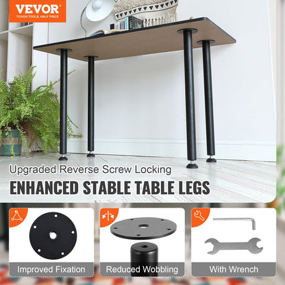 Adjustable 0.76m Steel Desk Legs Set, 544kg Capacity, Black