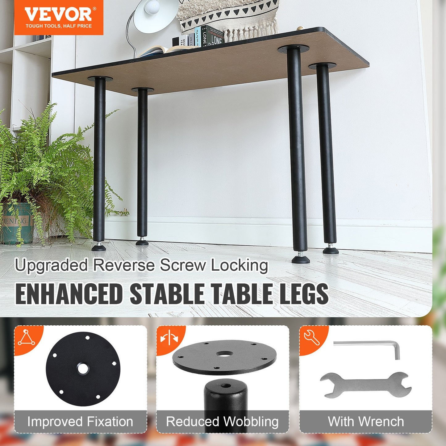 VEVOR 762MM Adjustable Desk Legs, Reinforced Steel Office Table Furniture legs Set