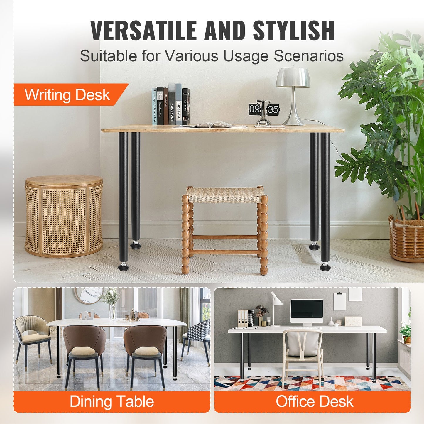 VEVOR 762MM Adjustable Desk Legs, Reinforced Steel Office Table Furniture legs Set
