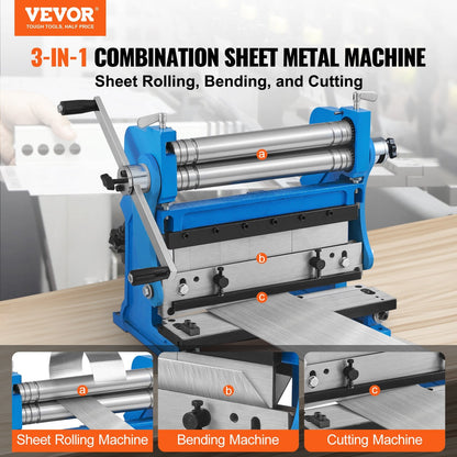 3-in-1 Sheet Metal Shear Brake Roll Machine, 305 mm, 1 mm Capacity, 90° Bend