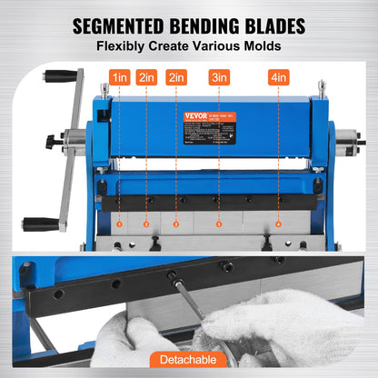 VEVOR Sheet Metal Brake, 305 mm, 3-In-1 Combination Shear Brake Roll Machine, 1