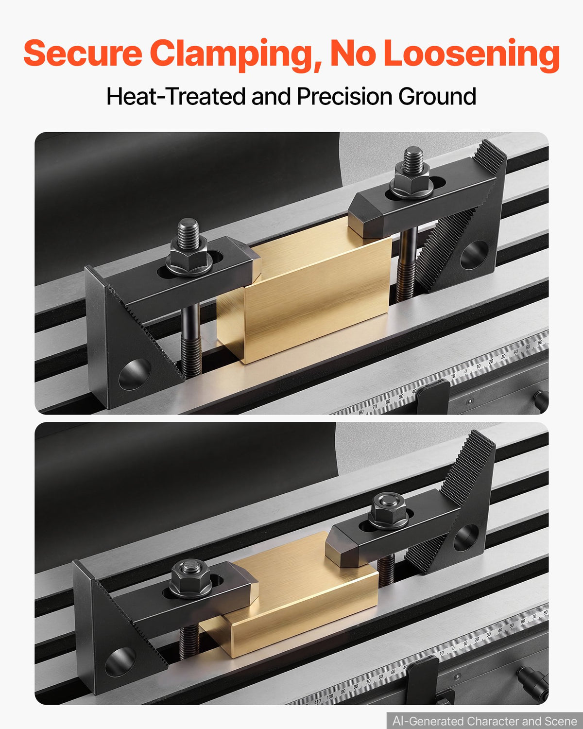 58 Piece 5/8" T-Slot Clamping Kit Hold Down Clamp 1/2"-13 Stud Size, for Bridgeport Mills, Standard Milling Machine, Drill Press, Heat Treated and Precision Ground, Flexible Height Adjustment